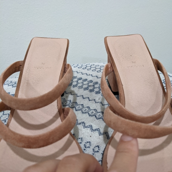 Yuul Yie Square Toed Suede Sandal Heels in Nude - Picture 3 of 10